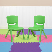 Flash Furniture 2-YU-YCX-003-GREEN-GG 2 Pack Green Plastic Stackable School Chair with 10.5'' Seat Height